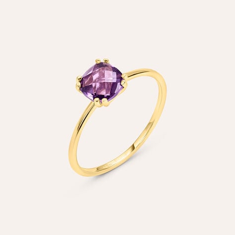 Anello Solitario Amélie Oro Giallo Ametista - Anelli con Pietre Donna | Stroili