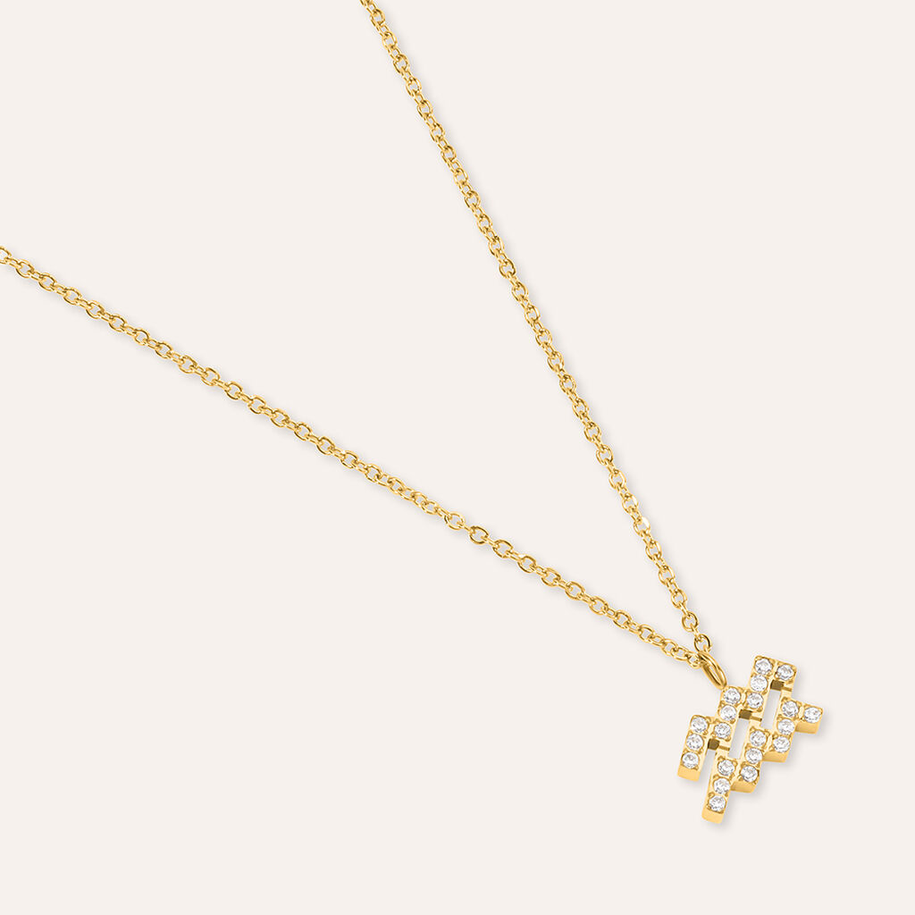 Collana Radiance Acciaio Dorato Cubic Zirconia