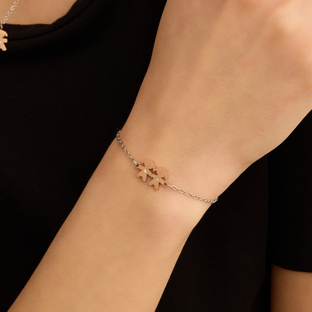 Bracciale Sunrise Acciaio Bicolore Bianco / Rosa Cristallo