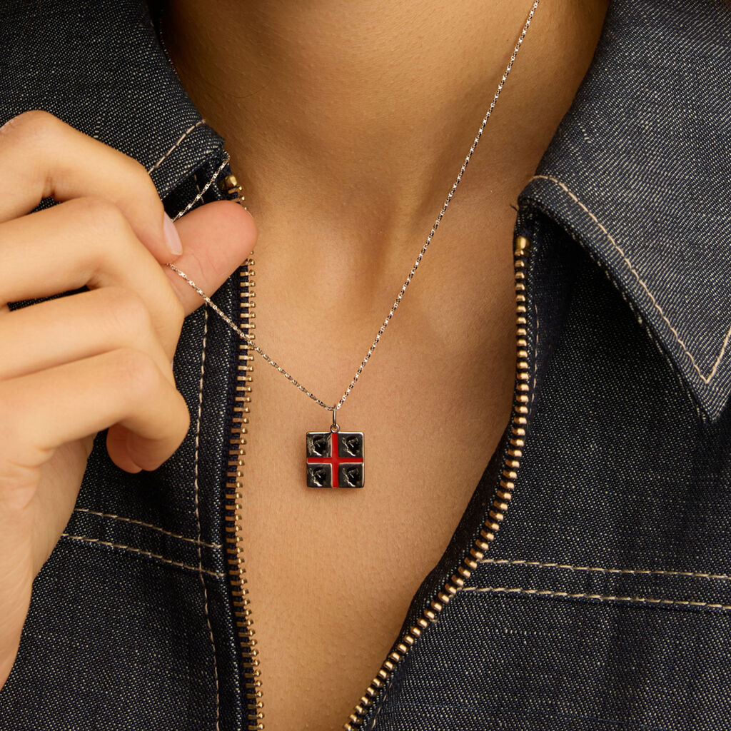 Pendente Saluti&Baci Bandiera Serdegna Love Beats Argento Rodiato