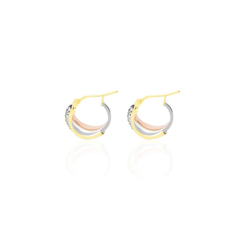 Orecchini A Cerchio Toujours Oro Tricolore Cristallo - Orecchini a Cerchio Donna | Stroili