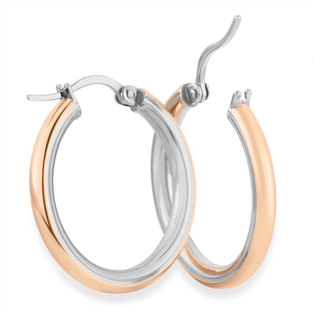 Orecchini A Cerchio Lady Code Acciaio Bicolore Bianco / Rosa - Orecchini a Cerchio Donna | Stroili