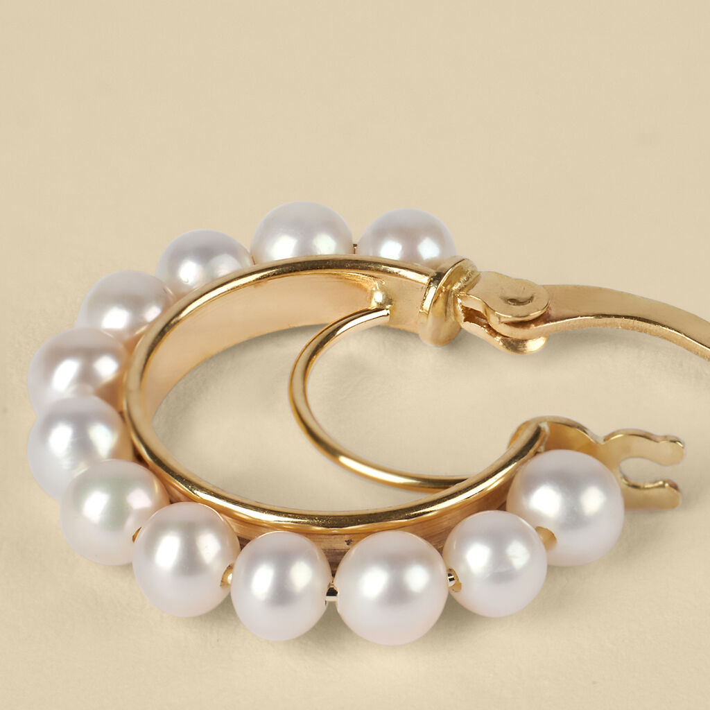 Orecchini A Cerchio Gabrielle Oro Giallo Perla D'Acqua Dolce