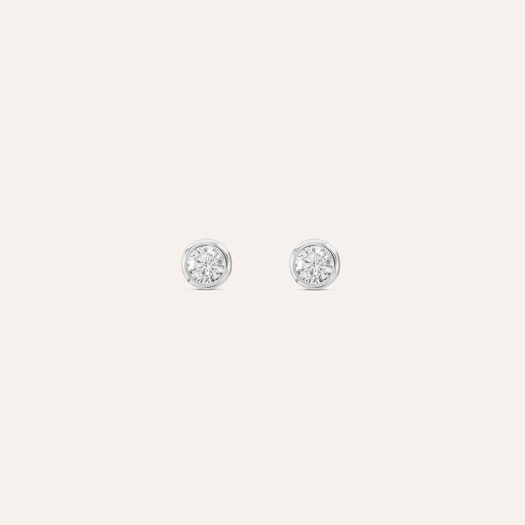 Orecchini Lobo Punto Luce Claire Oro Bianco Cubic Zirconia - Orecchini a Lobo Donna | Stroili