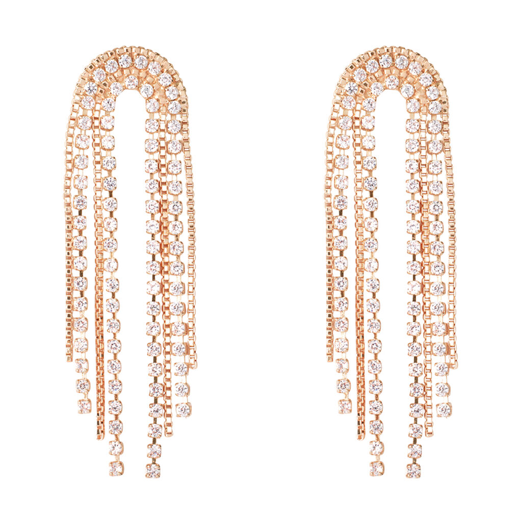 Orecchini Pendenti Romantic Shine Ottone Rosa Cristallo