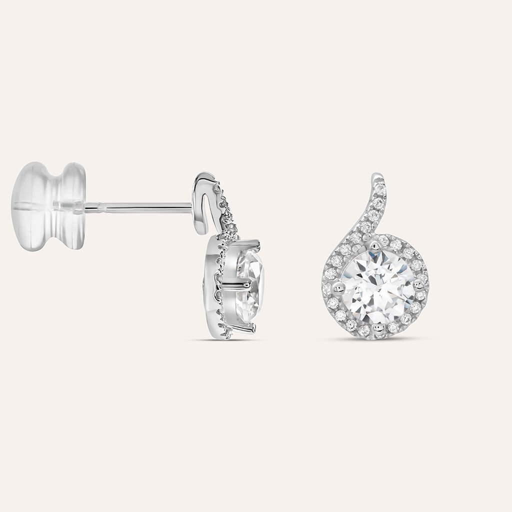 Orecchini Lobo Punto Luce Claire Oro Bianco Cubic Zirconia - Orecchini a Lobo Donna | Stroili
