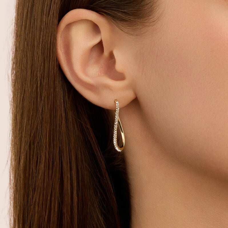 Orecchini A Cerchio Toujours Oro Giallo Cristallo - Orecchini a Cerchio Donna | Stroili