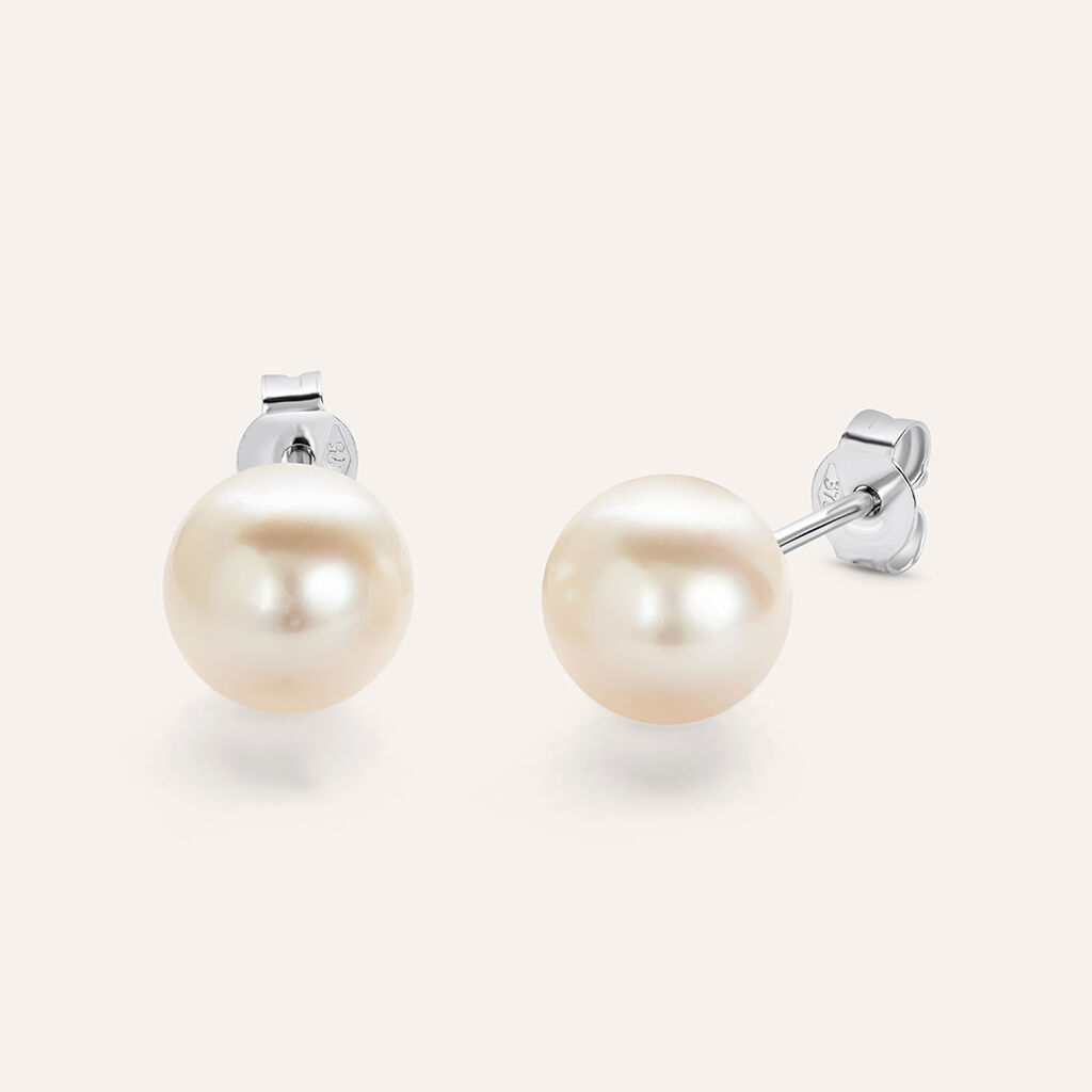 Orecchini Lobo Gabrielle Oro Bianco Perla Akoya - Orecchini a Lobo Donna | Stroili