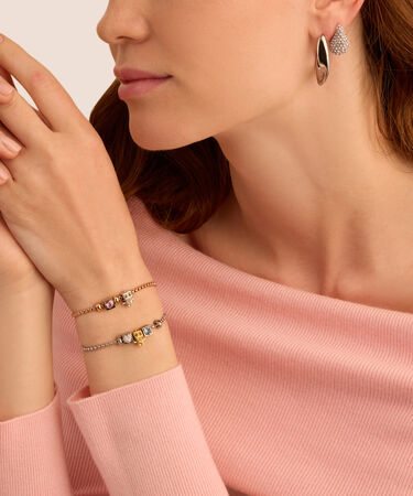 Bead Robot Essential Code Acciaio Dorato Cubic Zirconia