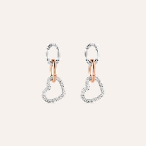 Orecchini Pendenti Lady Phantasya Acciaio Bicolore Bianco / Rosa Cristallo - Orecchini Pendenti Donna | Stroili