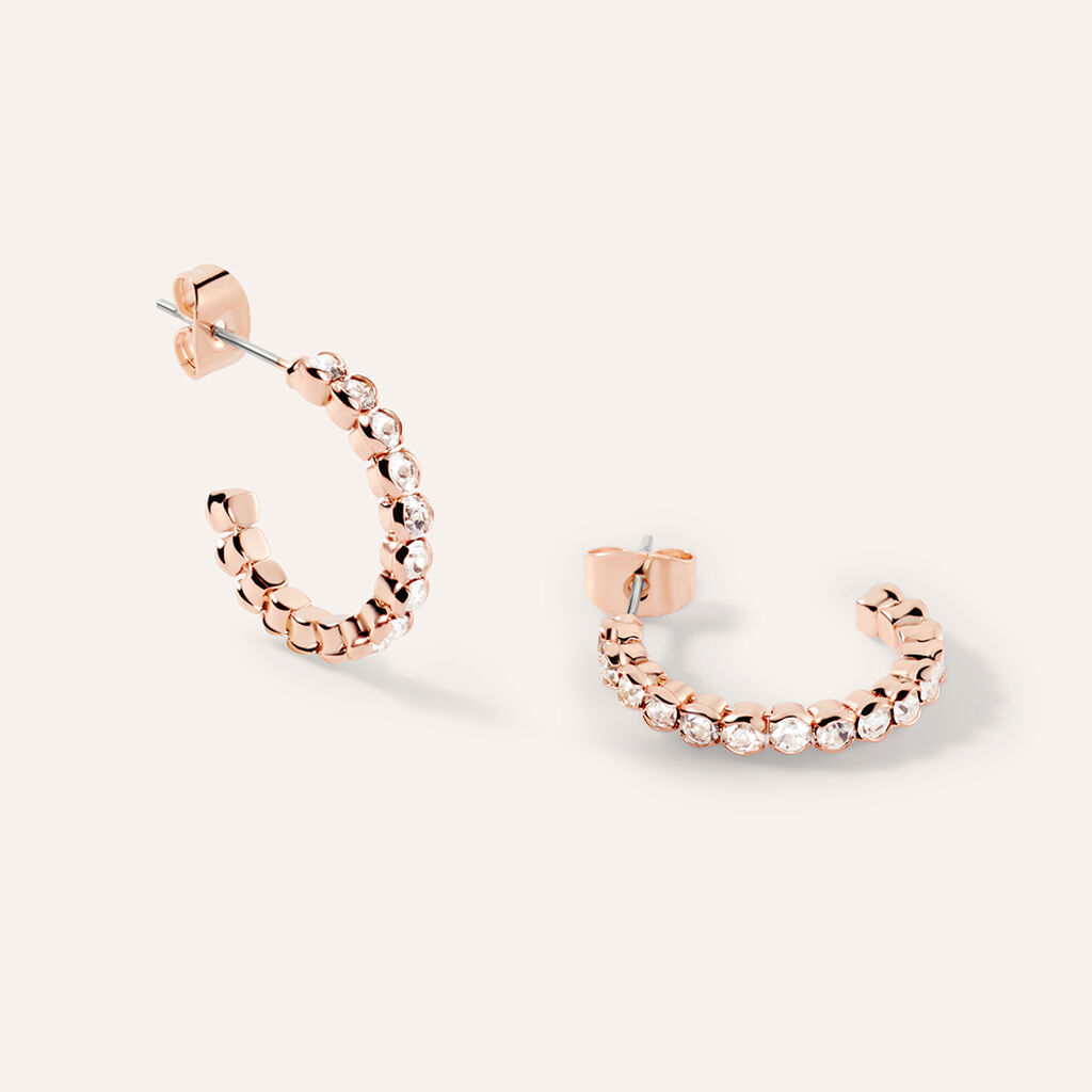 Orecchini A Cerchio Romantic Shine Metallo Rosa Cristallo
