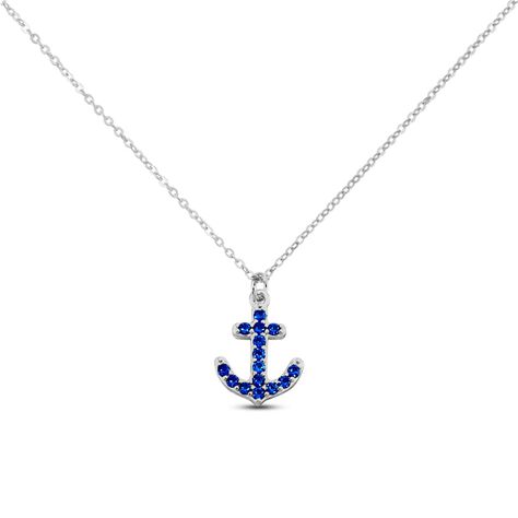 Girocollo con ancora in argento e zirconi blu - Collane Donna | Stroili