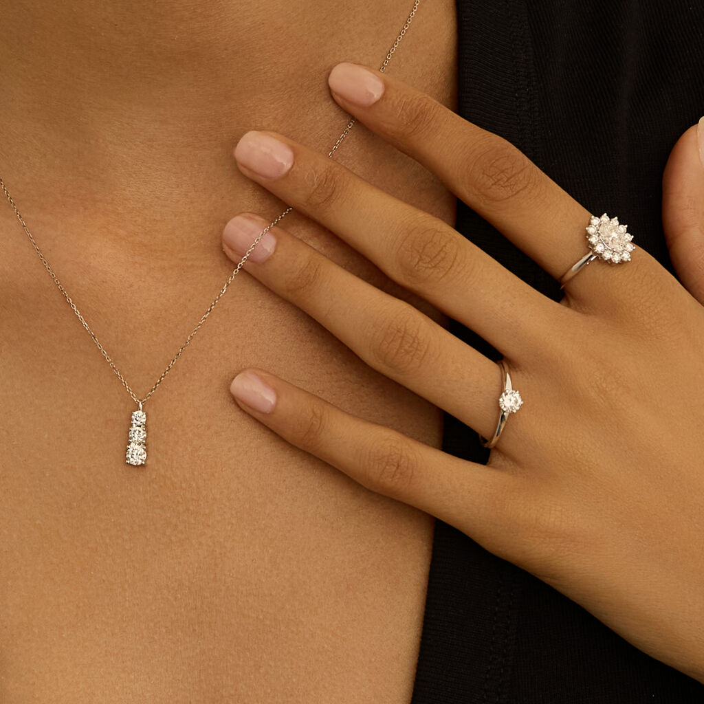 Collana Trilogy Diamade Oro Bianco Diamante Lab-Grown