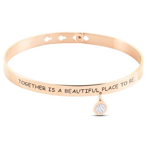 Bangle Lady Message Acciaio Rosato Friendship e Cristalli - Bracciali Donna | Stroili