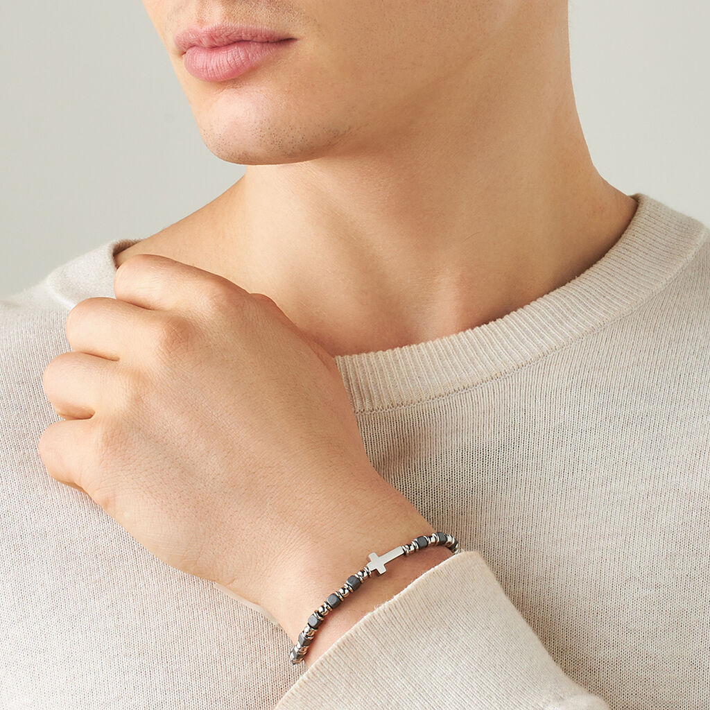 Bracciale Man Code Acciaio Ematite - Bracciali Uomo | Stroili