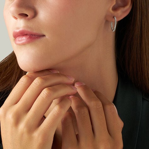 Orecchini A Cerchio Toujours Oro Bianco Cristallo - Orecchini a Cerchio Donna | Stroili