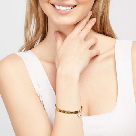 Bangle Lady Message Acciaio Dorato Cristallo - Bracciali Rigidi Donna | Stroili