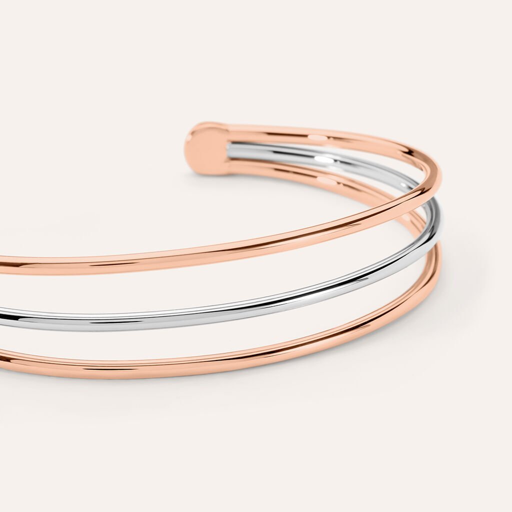 Bangle Lady Code Acciaio Bicolore Bianco / Rosa - Bracciali Rigidi Donna | Stroili