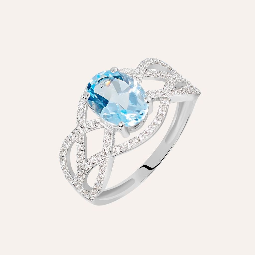 Anello Am&eacute;lie Oro Bianco Topazio Cubic Zirconia