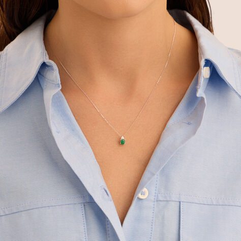 Collana Punto Luce Elizabeth Crown Oro Bianco Smeraldo Diamante - Collane Punto Luce Donna | Stroili