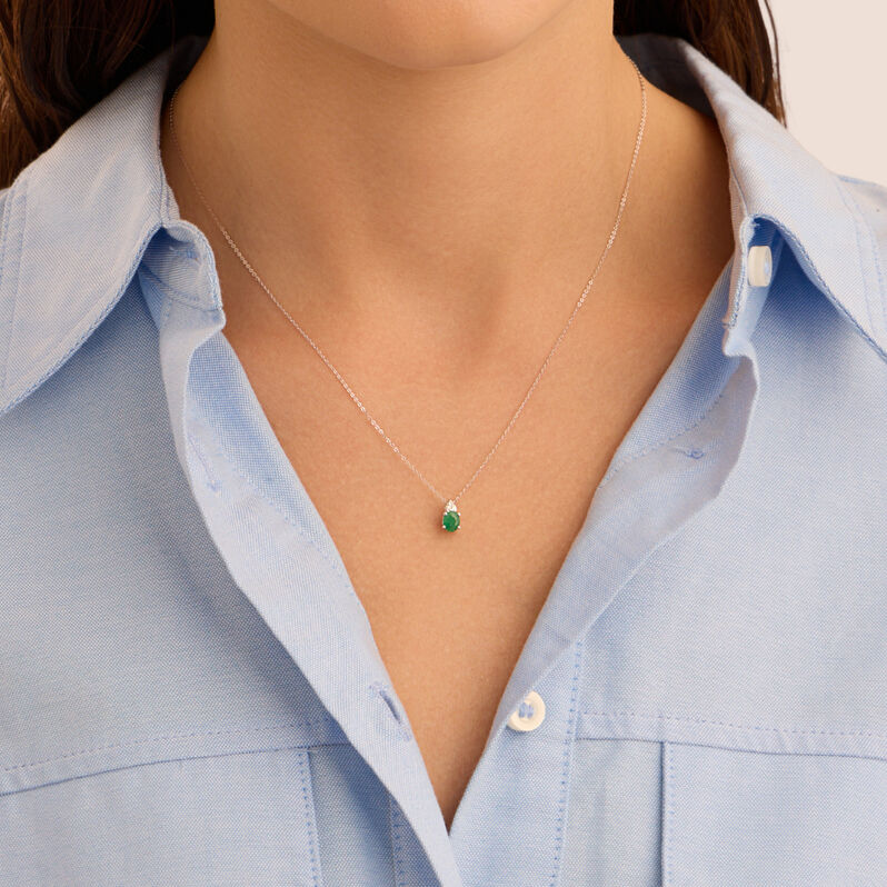 Collana Punto Luce Elizabeth Crown Oro Bianco Smeraldo Diamante - Collane Punto Luce Donna | Stroili