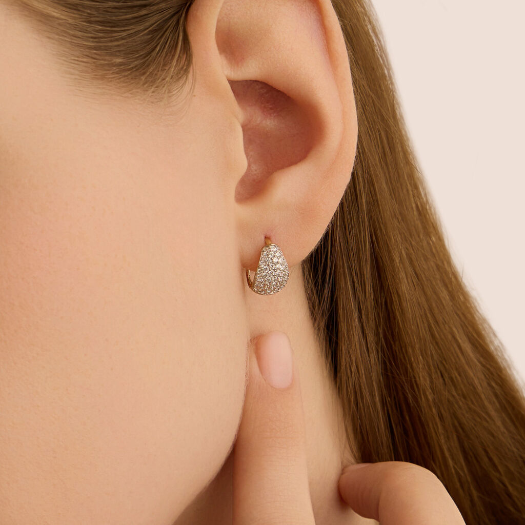 Orecchini A Cerchio Claire Oro Giallo Cubic Zirconia