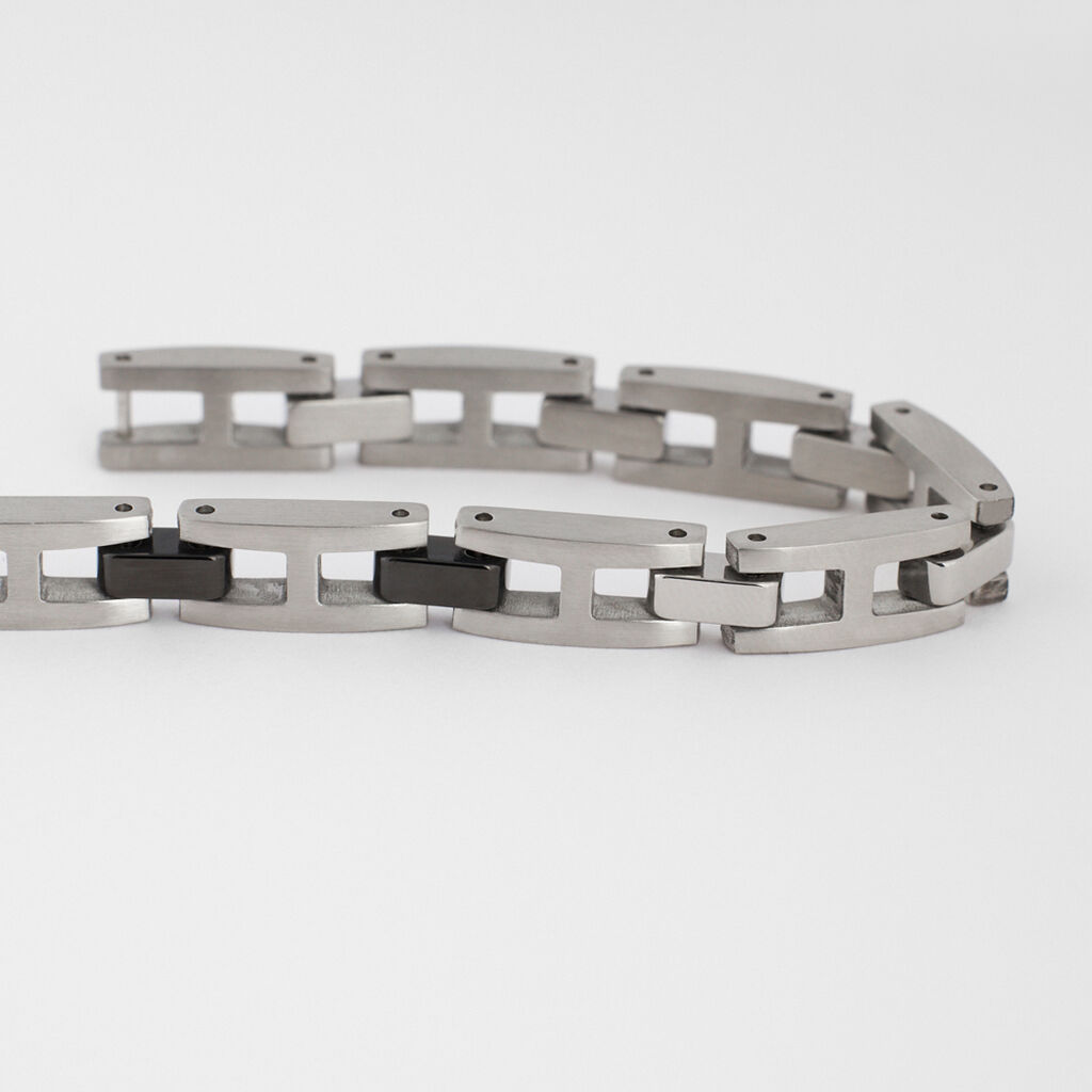 Bracciale Man Code Acciaio Bicolore Bianco / Nero - Bracciali Uomo | Stroili