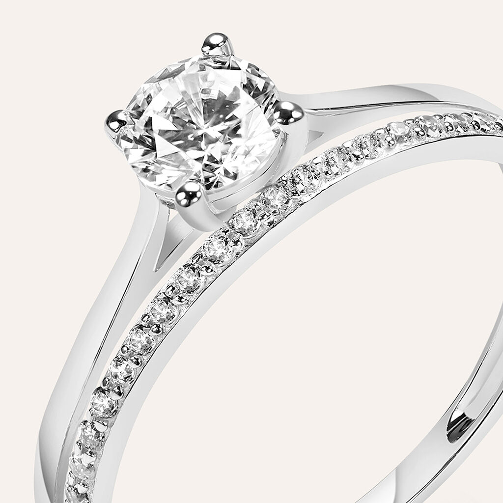 Anello Solitario Claire Oro Bianco Cubic Zirconia - Anelli con Pietre Donna | Stroili