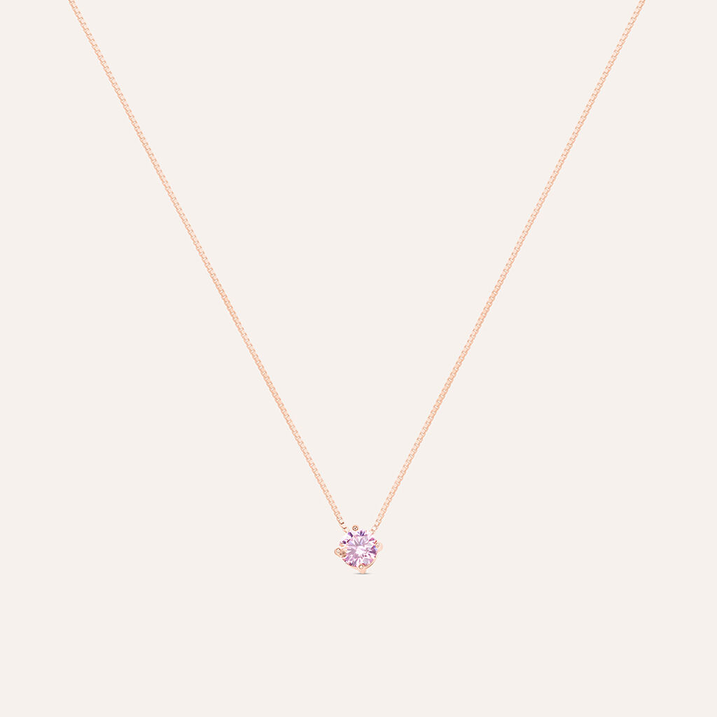 Collana Punto Luce Silver Rainbow Argento Rosa Cubic Zirconia