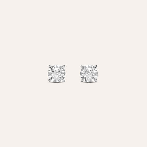Orecchini Lobo Punto Luce Diamotion Oro Bianco Diamante - Orecchini a Lobo Donna | Stroili