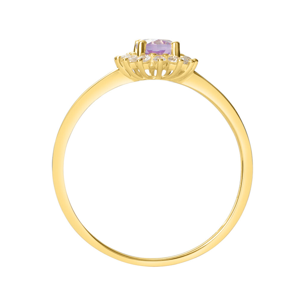 Anello Solitario Amélie Oro Giallo Ametista Cubic Zirconia - Anelli con Pietre Donna | Stroili