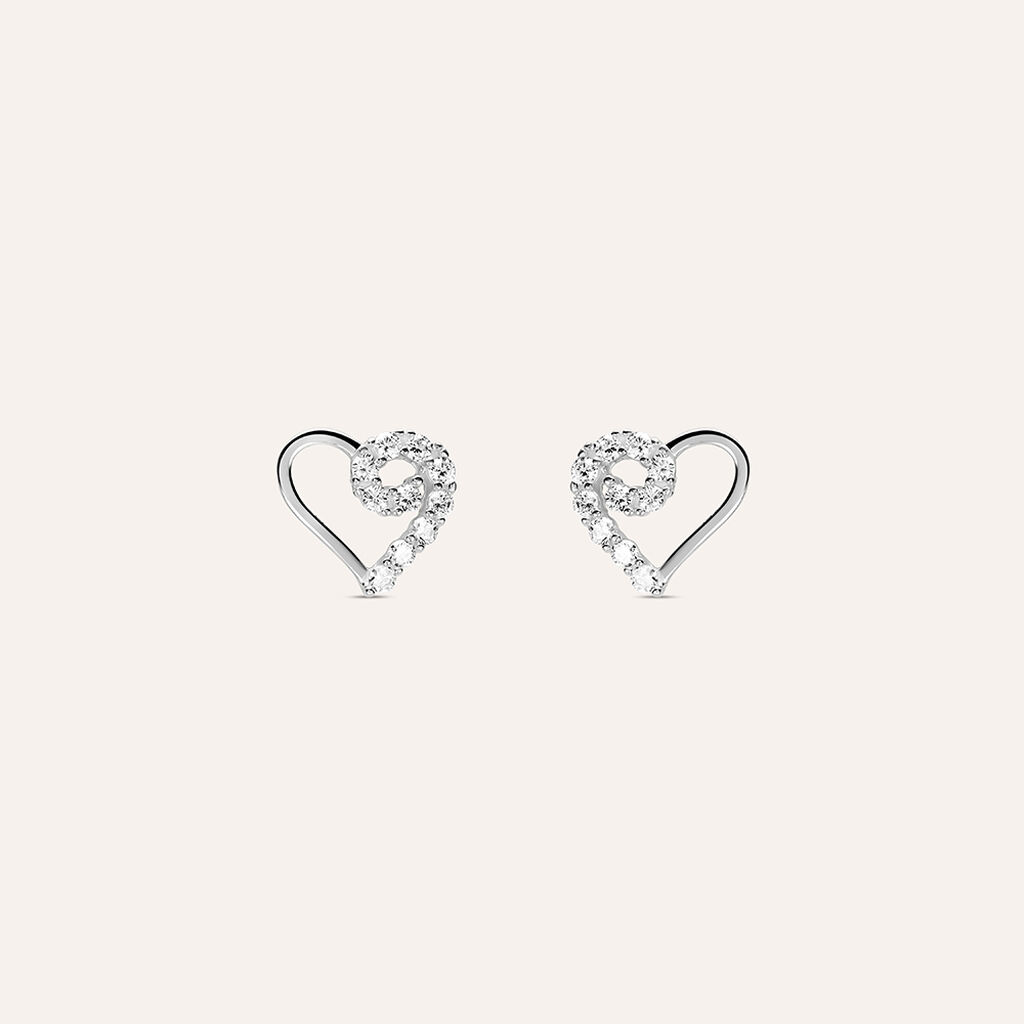 Orecchini Lobo Bon Ton Oro Bianco Cubic Zirconia - Orecchini a Lobo Donna | Stroili