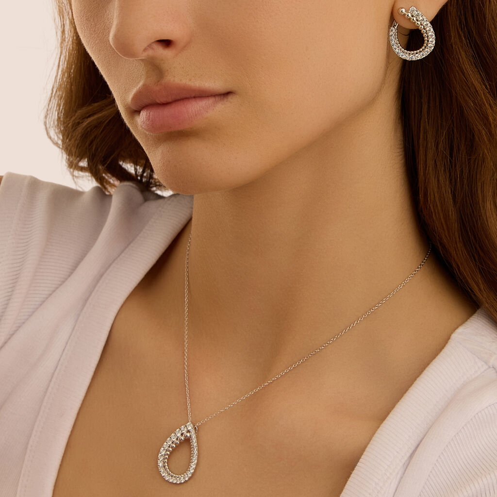 Orecchini Lobo Silver Shine Argento Rodiato Cubic Zirconia