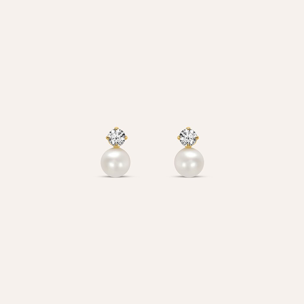 Orecchini Lobo Bon Ton Oro Giallo Perla D'Acqua Dolce Cubic Zirconia - Orecchini a Lobo Donna | Stroili