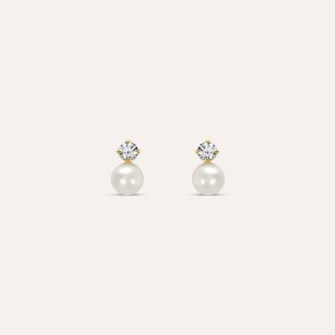 Orecchini Lobo Bon Ton Oro Giallo Perla D'Acqua Dolce Cubic Zirconia - Orecchini a Lobo Donna | Stroili