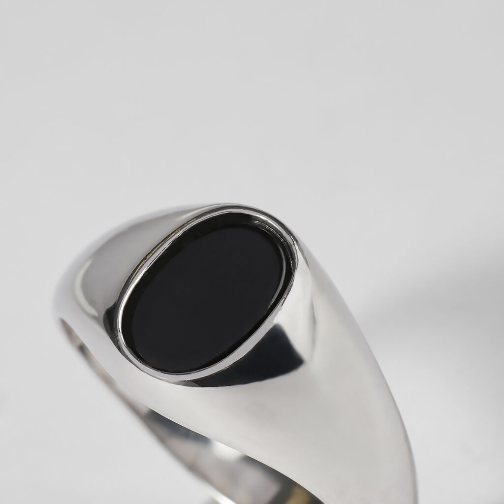 Anello Chevalier Gentleman Argento Rodiato Onice