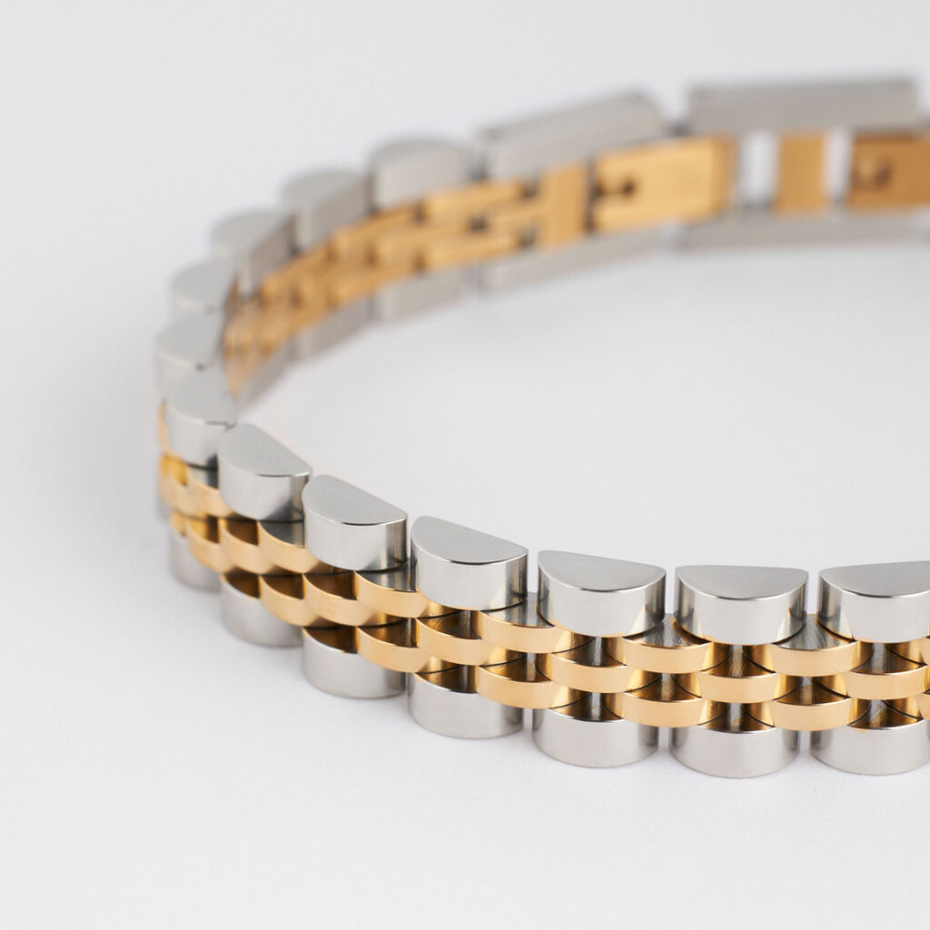 Bracciale Catena Man Code Acciaio Bicolore Dorato / Bianco - Bracciali Uomo | Stroili