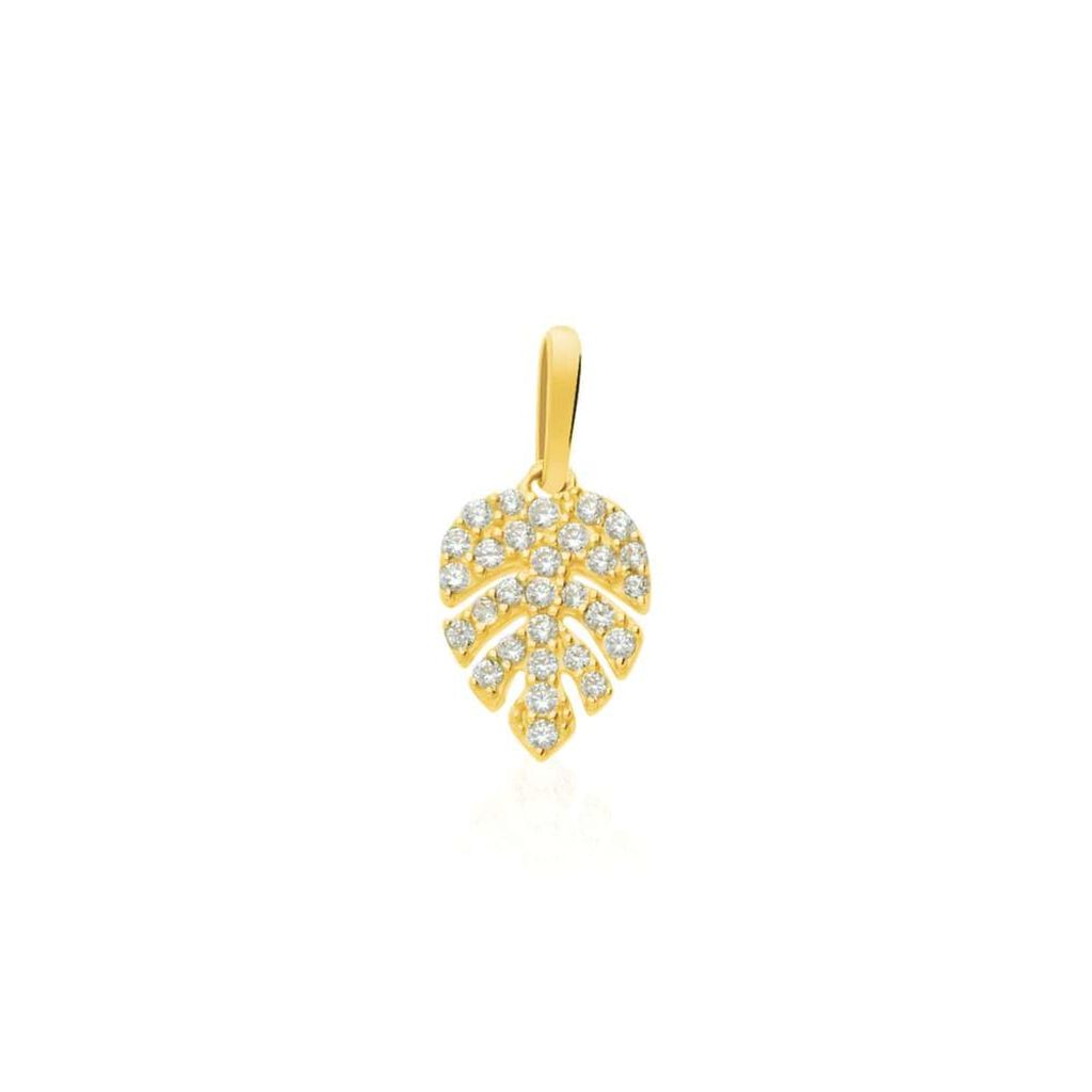 Ciondolo foglia in oro giallo e zirconiOrecchini a lobo punto luce Claire oro bianco e Cubic zirconia