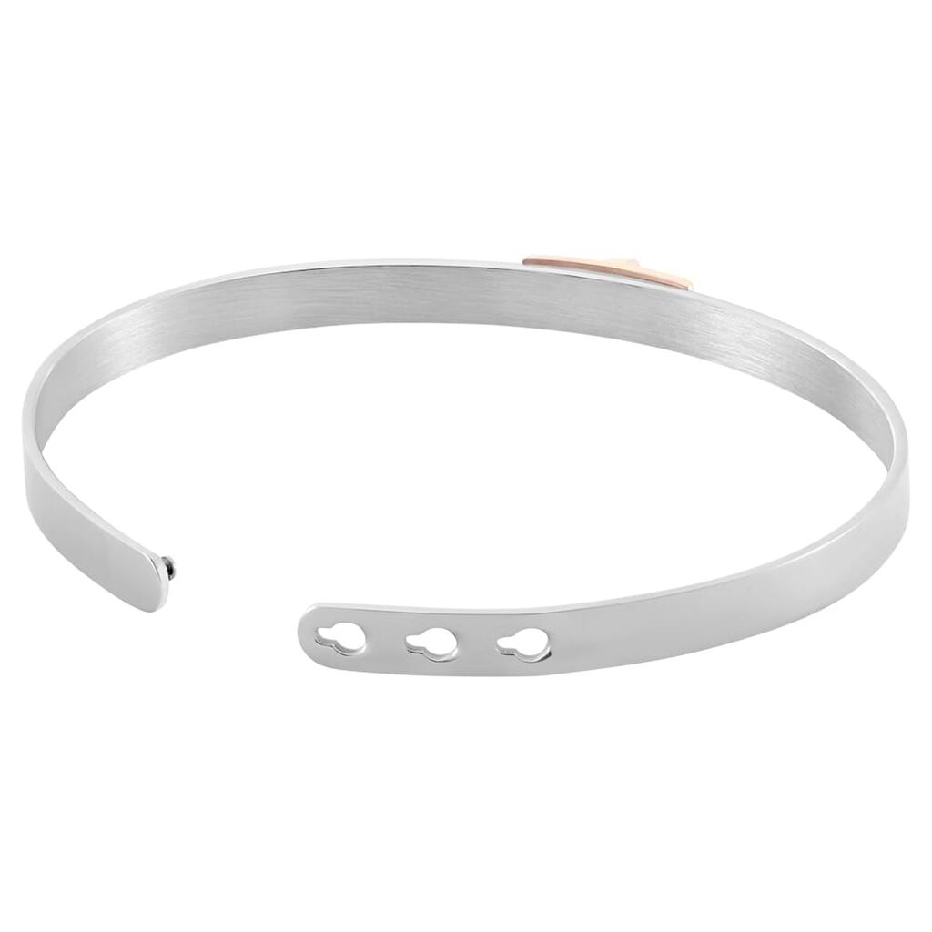 Bangle Lady Message Acciaio Bicolore Bianco / Rosa Cristallo - Bracciali Rigidi Donna | Stroili