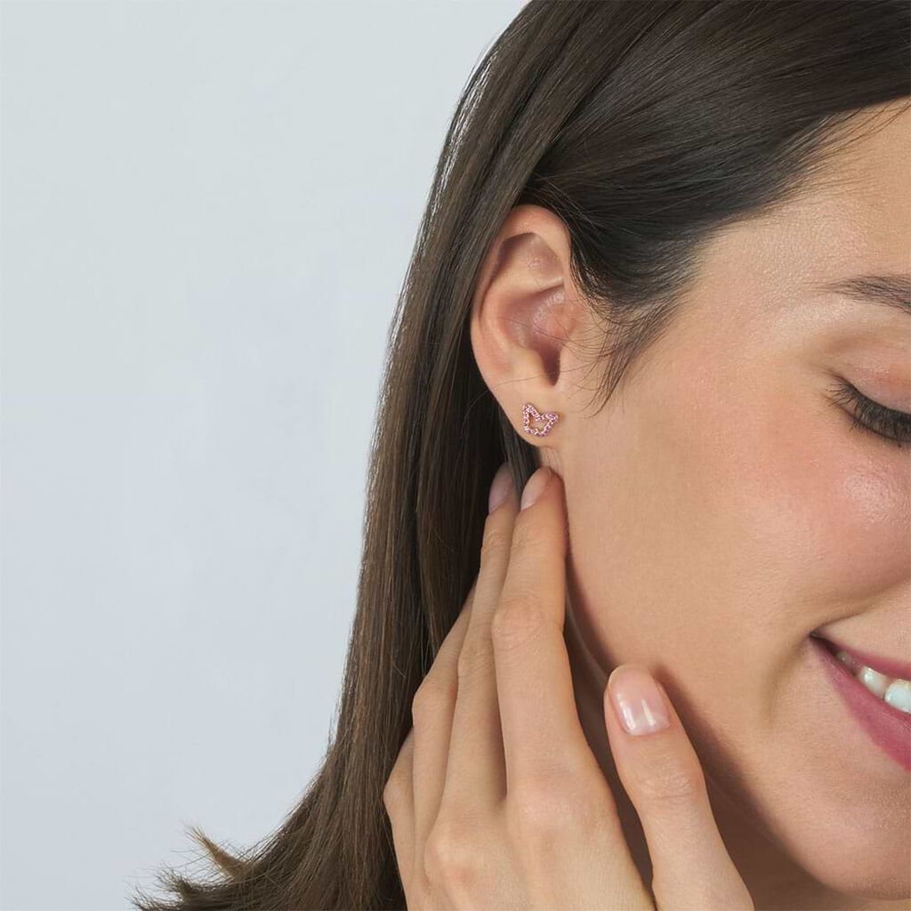 Orecchini Lobo Silver Rainbow Argento Rosa Cubic Zirconia