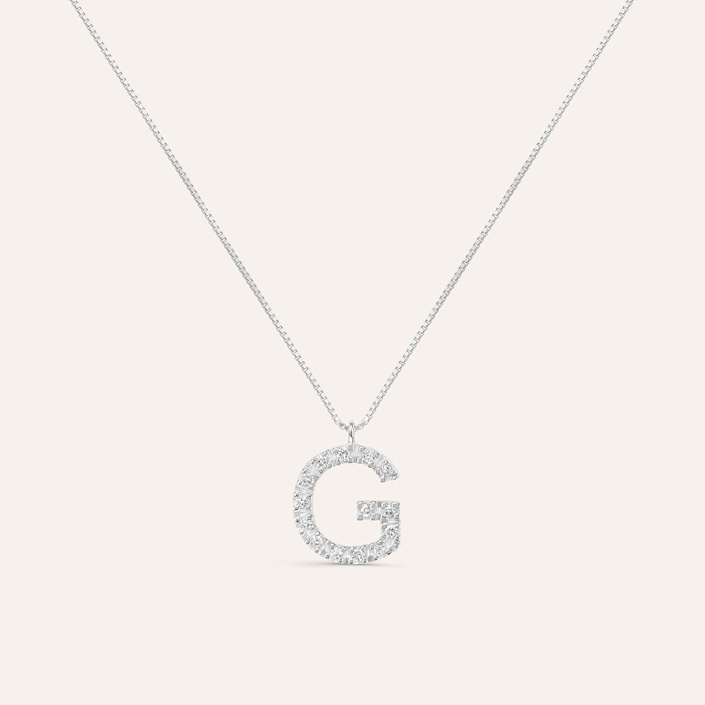 Collana Diamond Letters Oro Bianco Diamante - Collane Donna | Stroili
