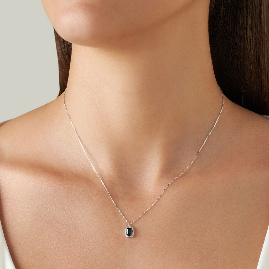 Collana Charlotte Oro Bianco Zaffiro Diamante - Collane Donna | Stroili