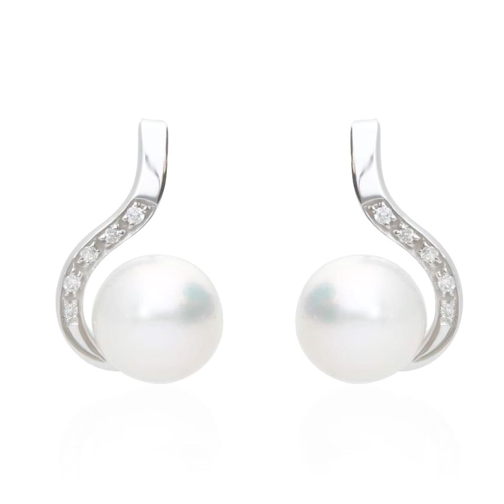 Orecchini Lobo Gold Pearls Oro Bianco Perla D'Acqua Dolce Diamante - Orecchini a Lobo Donna | Stroili