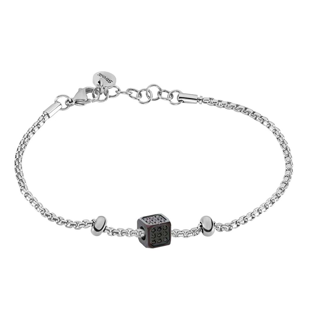 Bead Essential Code Acciaio Nero Cristallo - Beads Uomo | Stroili