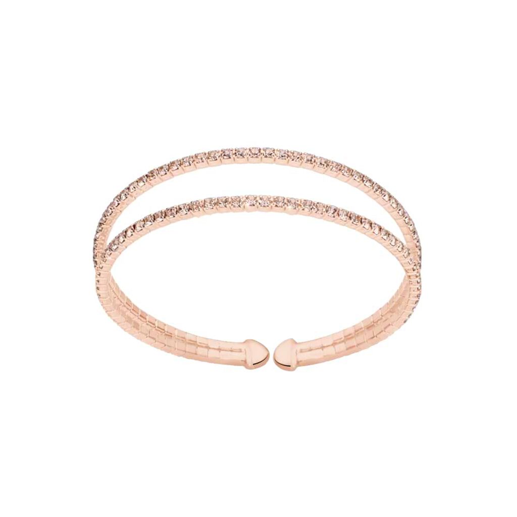 Bracciale bangle in metallo rosato e cristalli - Bracciali Donna | Stroili