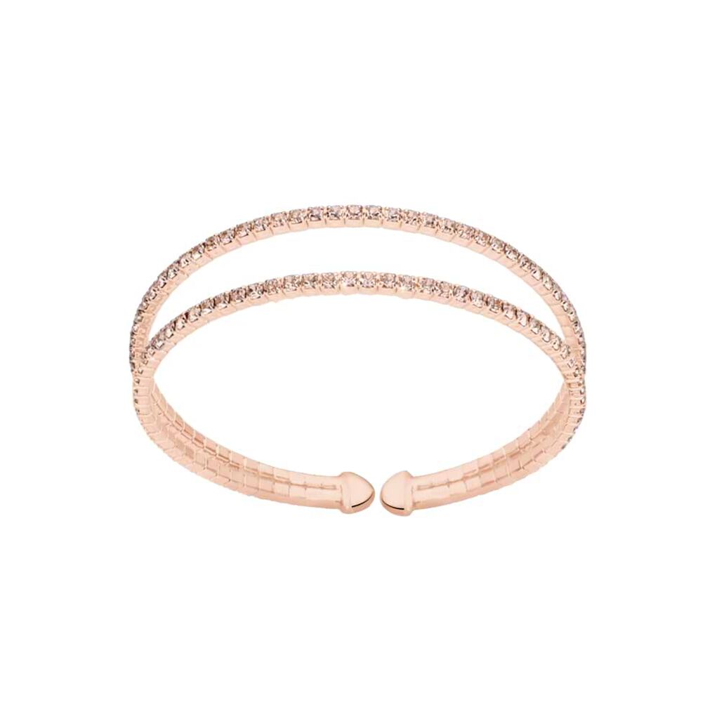 Bracciale bangle in metallo rosato e cristalli - Bracciali Donna | Stroili