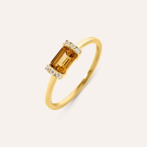 Anello Solitario Am&eacute;lie Oro Giallo Citrino Topazio - Anelli con Pietre Donna | Stroili