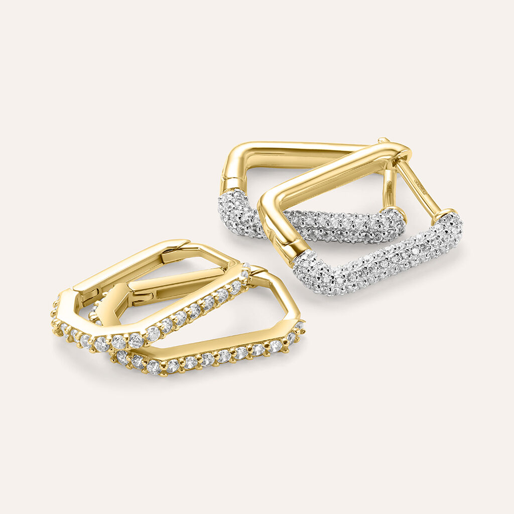 Orecchini A Cerchio Toujours Oro Giallo Cubic Zirconia