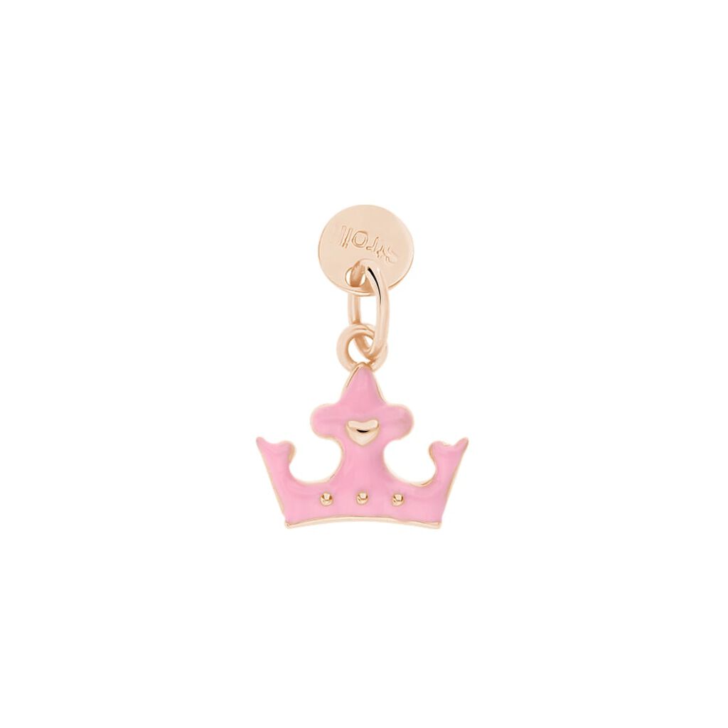 Charm in argento rosato e smalto corona - Charms Donna | Stroili
