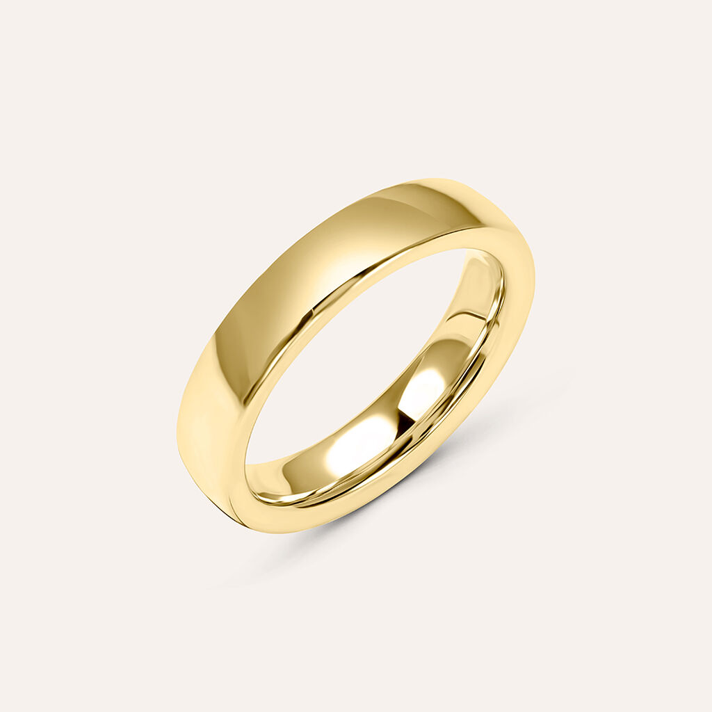 Fede Comoda Leggera Squadrata 4 mm Oro Giallo - Anelli con Incisione Unisex | Stroili